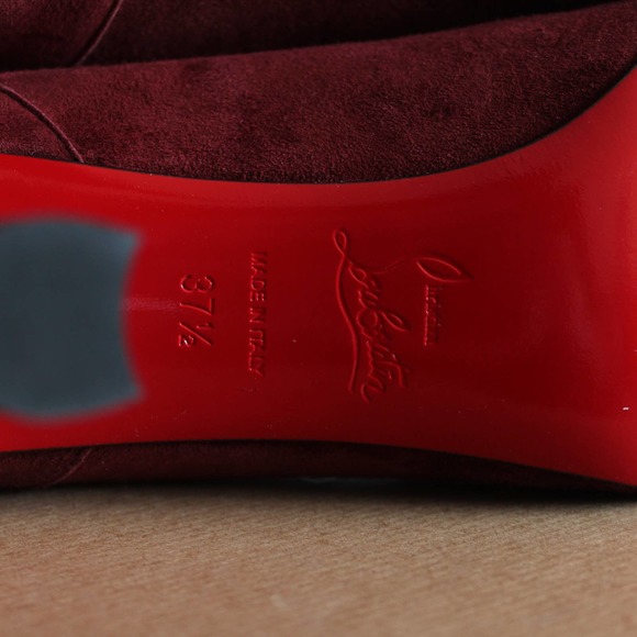Christian Louboutin Me In The 90s Maroon Suede Booties 37.5 - Picture 13 of 15
